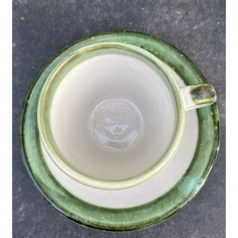 Vintage John B Taylor Harvest Pear Louisville Stoneware Flat‎ Cup & Saucer